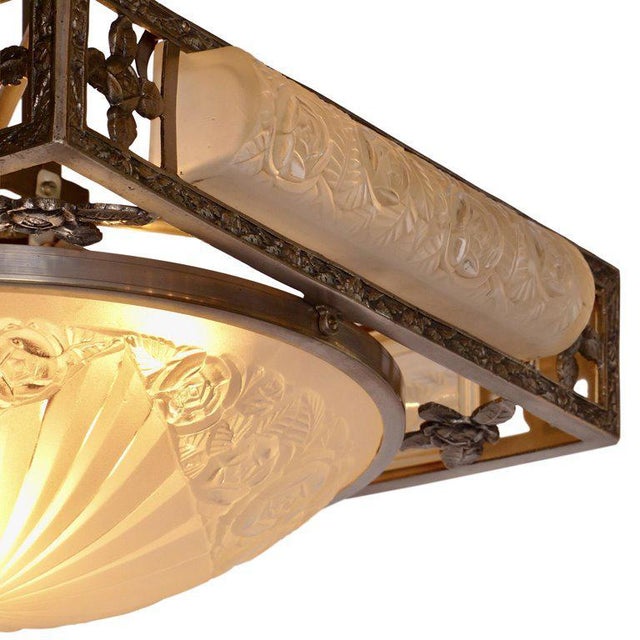 Playful Art Deco ceiling lamp Degué ceiling lamp designed by David Guéron. Degue (1892 – 1950). Nickel-plated brass. Very...
