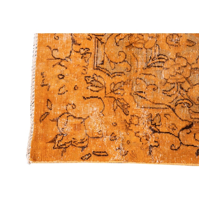 Orange Vintage Persian Handmade Medallion Wool Rug For Sale - Image 4 of 7