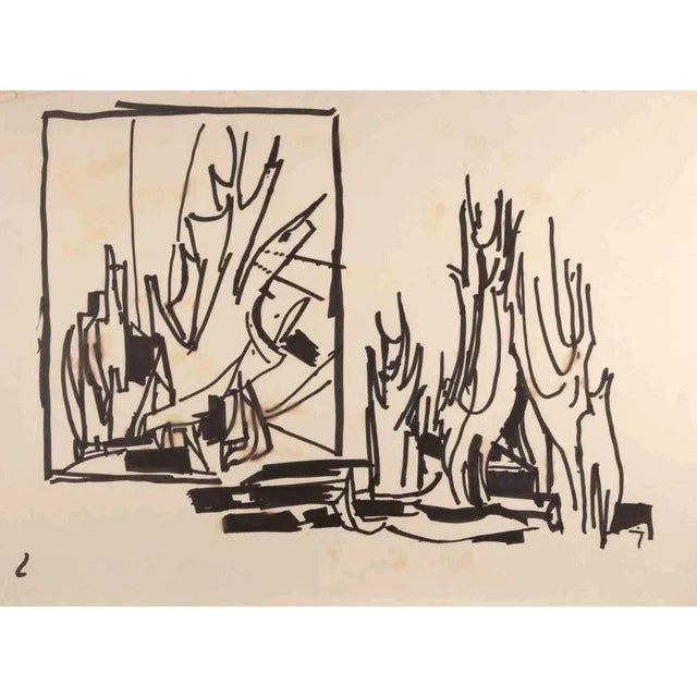 Composition is a Black Marker Drawing realized by Reynold Arnould (Le Havre 1919 - Parigi 1980). Good condition on a sheet...