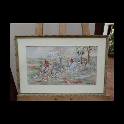 E. W. Melworth, British Hunting Sporting Impressionistic Composition, Watercolour For Sale - Image 11 of 13