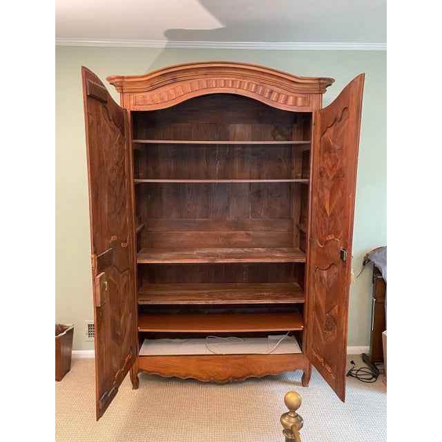 18th Century French Louis XV Cherry “Chevron” Armoire For Sale - Image 4 of 11