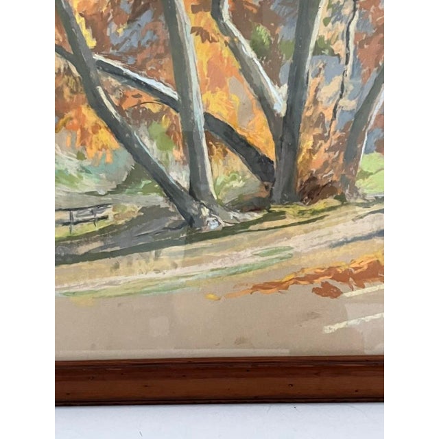 Large Autumn Landscape Oil Pastel by Werner P. De Montaune, 1998 – Framed Expressive Art For Sale - Image 12 of 18