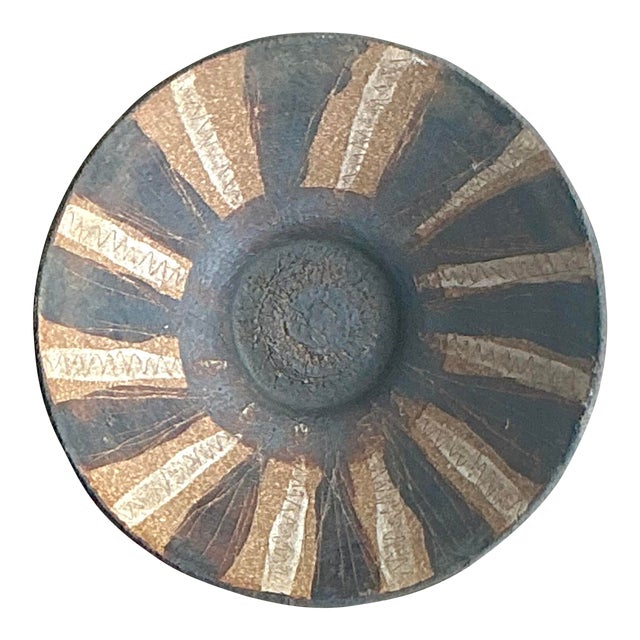 Vintage Boho Striped Studio Pottery Bowl For Sale
