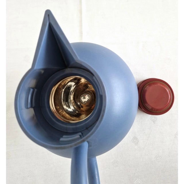 Glass 1990s Alessi "Euclid" Thermos Flask by Michael Graves Memphis Design Blue and Burgundy For Sale - Image 7 of 8
