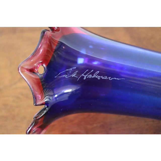 Signed art glass wall pocket vase