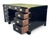 Ebony Antique British Campaign Style Executive Desk With Green Leather Writing Top For Sale - Image 8 of 15