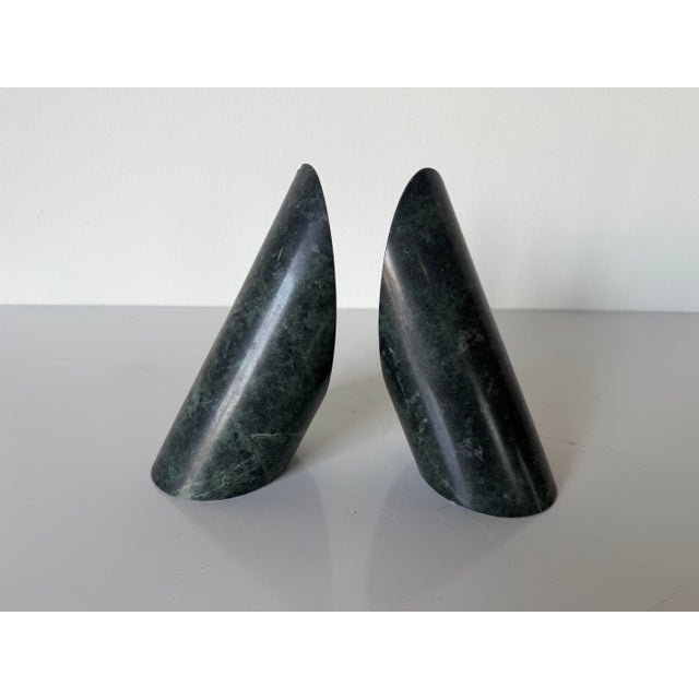 Vintage Modernist Sculptural Green Marble Bookends – A Pair For Sale - Image 4 of 12