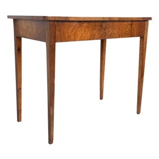 20th Century Marquetry Console Table with Drawer and Tapered Legs For Sale