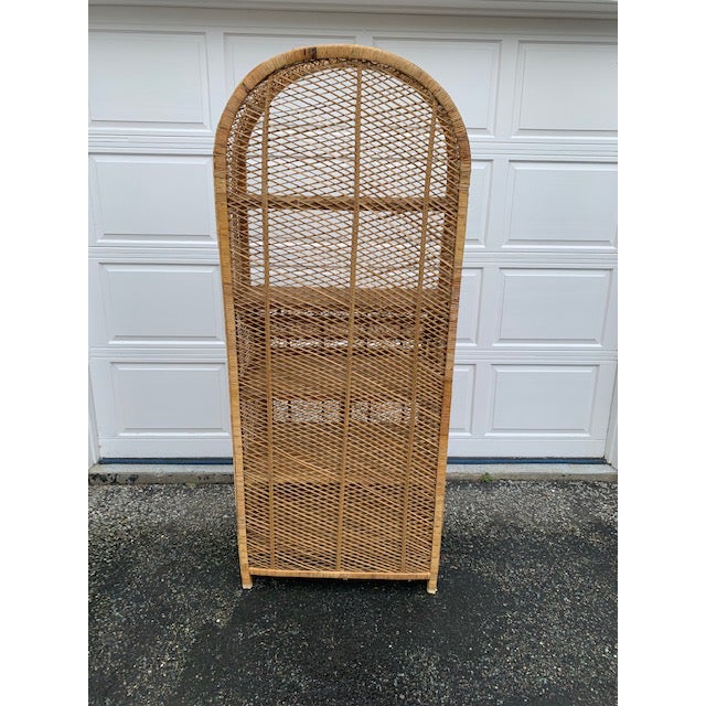 1970s Boho Wicker Rattan Secretary Desk Bookcase Chairish