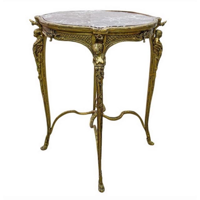 French French Louis XV Style Bronze & Marble Table Early 20th Century For Sale - Image 3 of 12