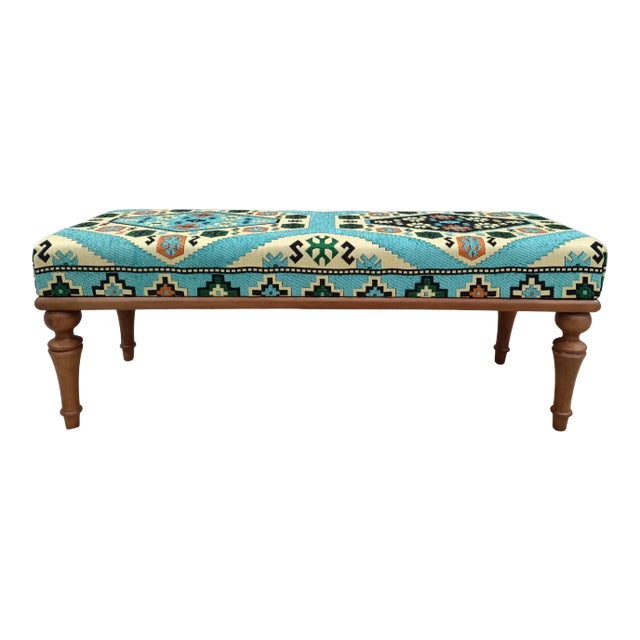 Handmade Upholstered Ottoman Kilim Bench For Sale