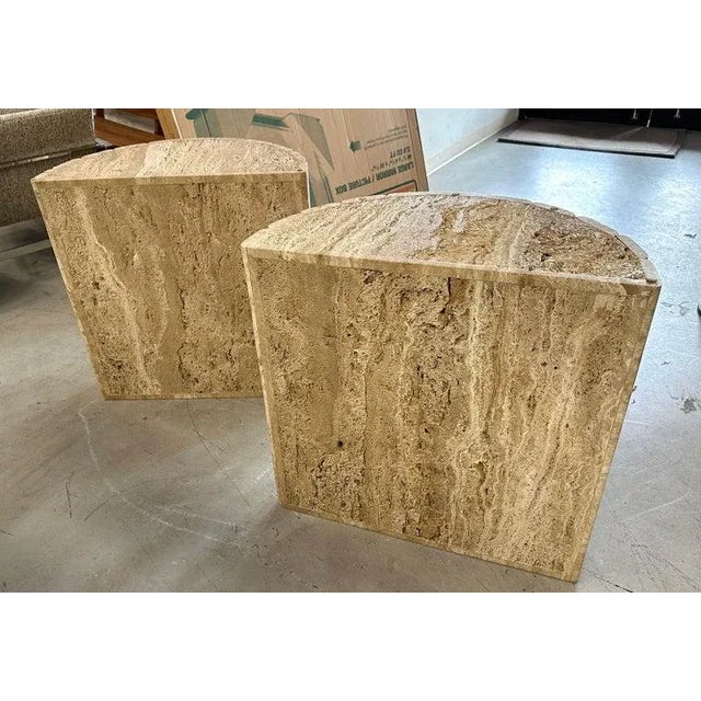 Mid 20th Century Fluted Travertine Side Tables - A Pair For Sale - Image 12 of 13