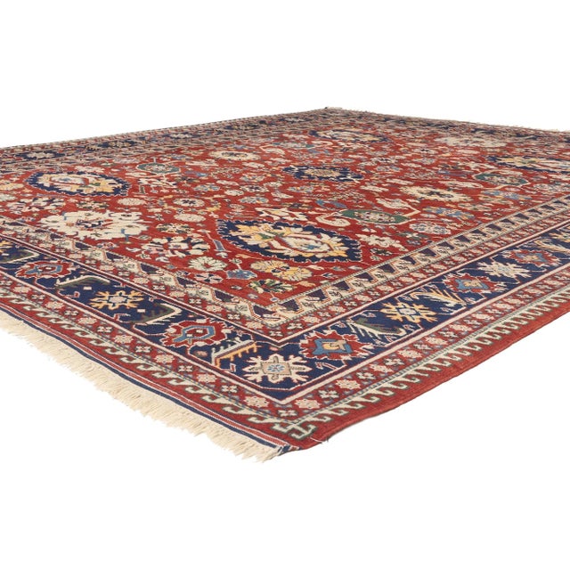 78646 Vintage Turkish Oushak Rug, 08'03 x 09'07. Patriotic flair meets nomadic charm in this hand knotted wool vintage...