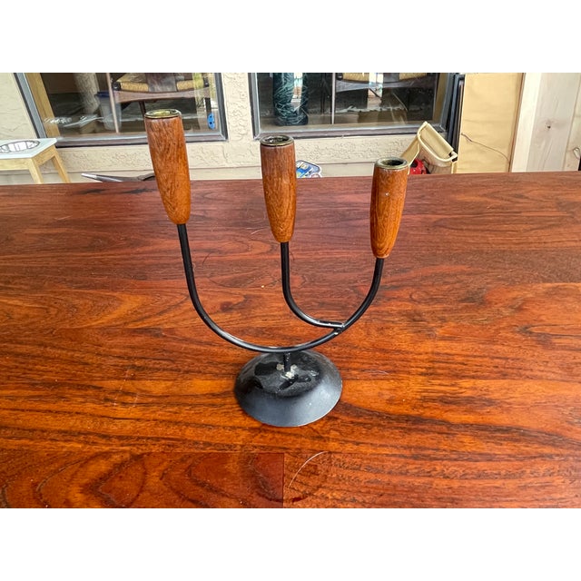 Vintage Teak Wood and Metal Candle Holder. This candleabra fits a .5" taper candlestick. Love the design of this simple...