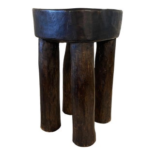 African Vintage Wood Milk Stool Hehe Gogo People Tanzania 13" H For Sale