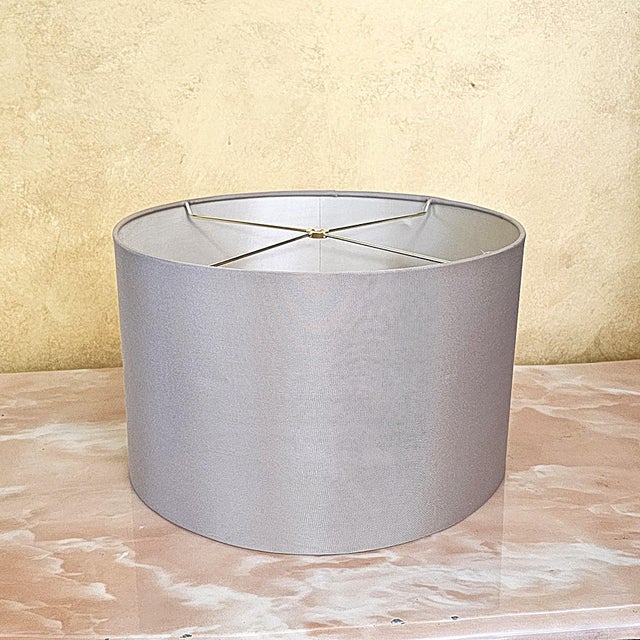 1970s Ethan Allen Mid-Century Modern Antiqued Brass Orb Table Lamp With Drum Shade For Sale - Image 12 of 18