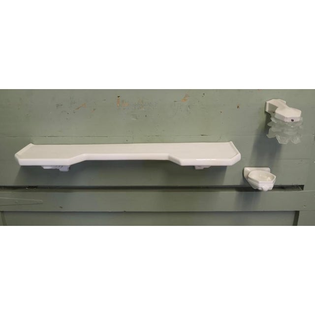 Art Deco Ceramic Bathroom Shelf with Mug Holder and Wall Light A great set and very stylish, this is a heavy quality trio...