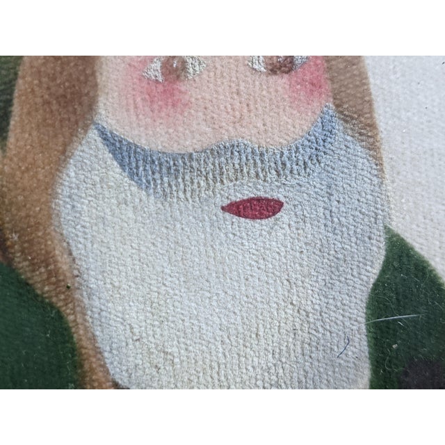 Vintage Theorem-Style Folk Art Santa Claus Christmas Wall Art – Set of 5 For Sale - Image 11 of 16