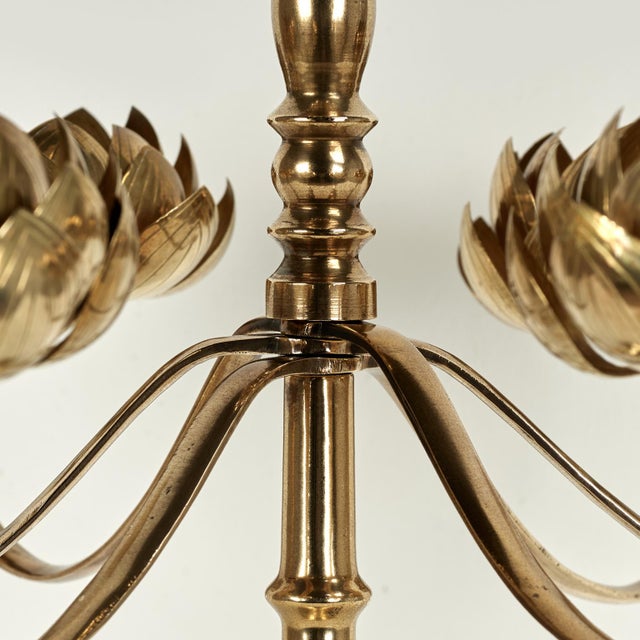 Mid Century Feldman Brass Lotus Candelabra For Sale In West Palm - Image 6 of 11