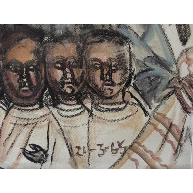 God the Father and His Children Gouache by Tsuguharu Foujita For Sale - Image 4 of 8