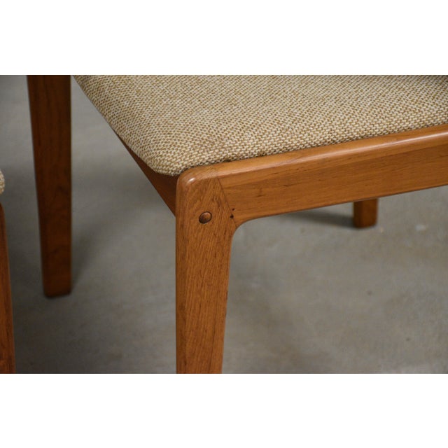 Wood 1970s Danish Style Modern Teak Beige Dining Chairs - Set of 6 For Sale - Image 7 of 10
