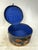 Antique Hat Box in Blue-Lined Cardboard and Leather, 1890s For Sale - Image 6 of 16