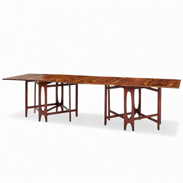 Mid-Century Modern Bendt Winge Mid Century Norwegian Rosewood Drop-Leaf Rosewood Dining Table - Pair For Sale - Image 3 of 17