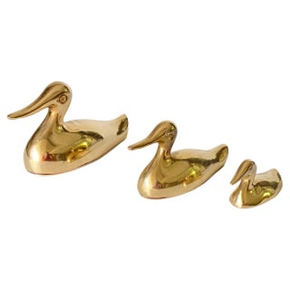 Duck Sculptures in Brass, France, 1970s, Set of 3 For Sale
