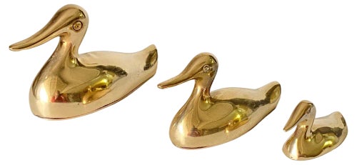 Duck Sculptures in Brass, France, 1970s, Set of 3