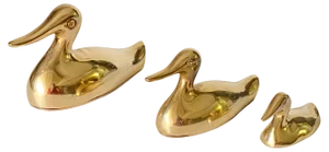 Duck Sculptures in Brass, France, 1970s, Set of 3