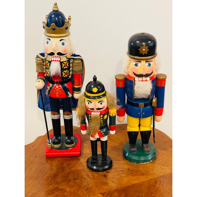3 Gorgeous vintage polychrome wood German nutcrackers. Same day shipping.