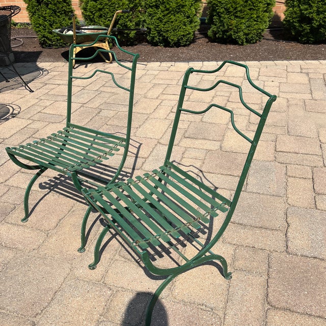 Vintage 1960’s French Green Iron Bistro Folding Garden Chairs - A Pair For Sale - Image 11 of 11