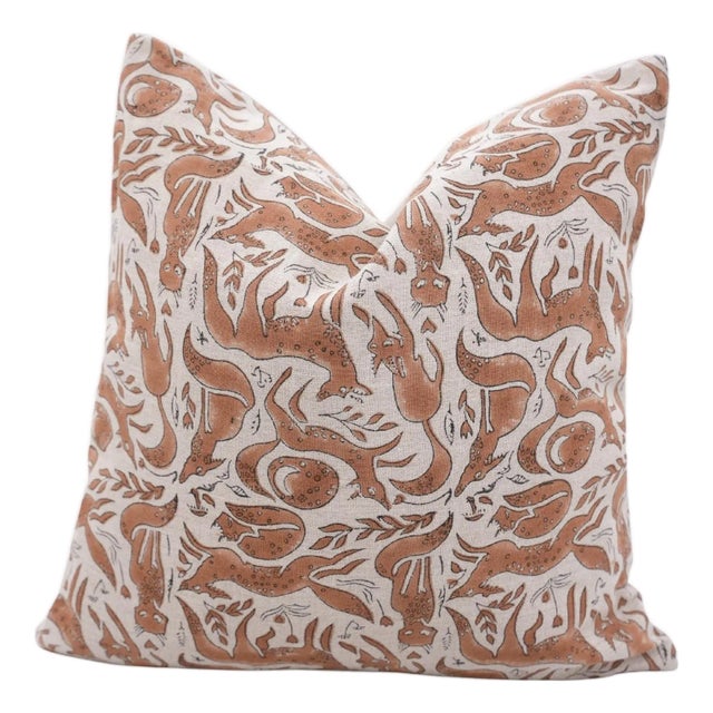 Block Print Decorative Pillow Covers Farmhouse Style Throw Pillows for Home Decor Size- 20x20- Gehravan For Sale