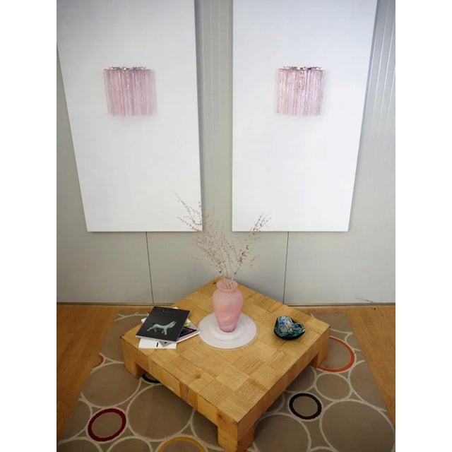Murano Pink/Rose 5 Rose/Pink Glass Tube Wall Sconces - a Pair For Sale - Image 11 of 11