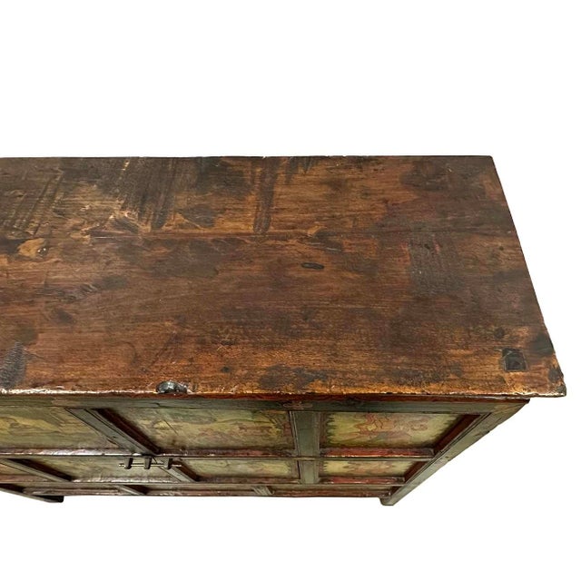 Early 20th Century Antique Tibetan Hand Painted Tall Credenza Storage Cabinet For Sale - Image 9 of 11