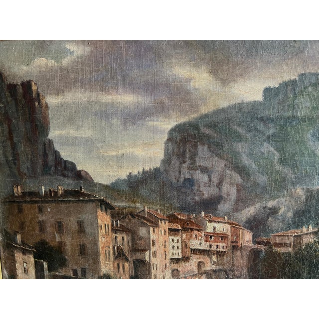 Lively Village by the River, 20th Century, Oil Painting on Canvas, Framed For Sale - Image 3 of 18