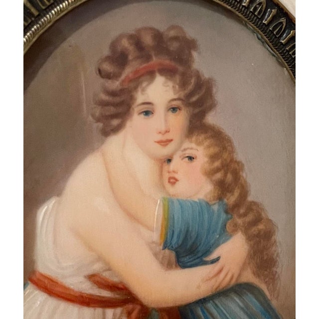 Portraiture Elizabeth Vine Le Brun and Daughter Portrait Miniature For Sale - Image 3 of 6