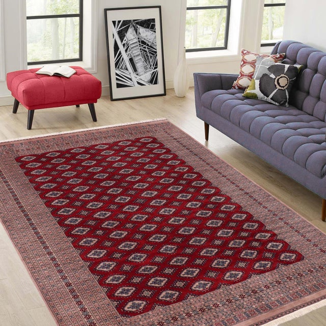 Tribal 1980s Tribal Bokhara Red/Taupe Hand Knotted Wool Rug For Sale - Image 3 of 9