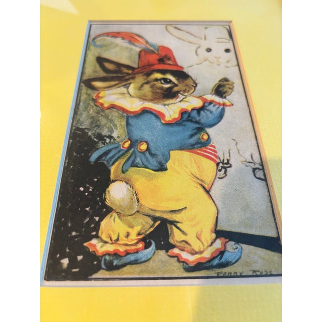 Vintage Mid Century Modern Penny Ross Rabbit Illustration – Easter Bunny Nursery Art, Framed For Sale In San Diego - Image 6 of 9