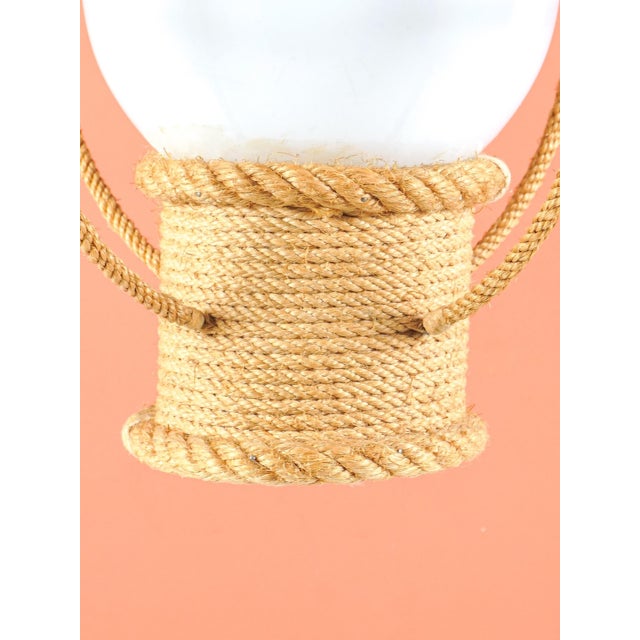 Rope and Opaline Lantern by Adrien Audoux & Frida Minet, 1960s For Sale - Image 4 of 6