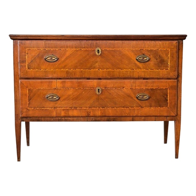Italian 19th Century Two-drawer Inlay Commode For Sale