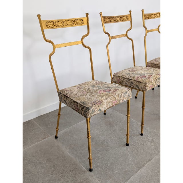 Gold Wrought Iron Chairs, 1980s, Set of 4 For Sale - Image 12 of 14