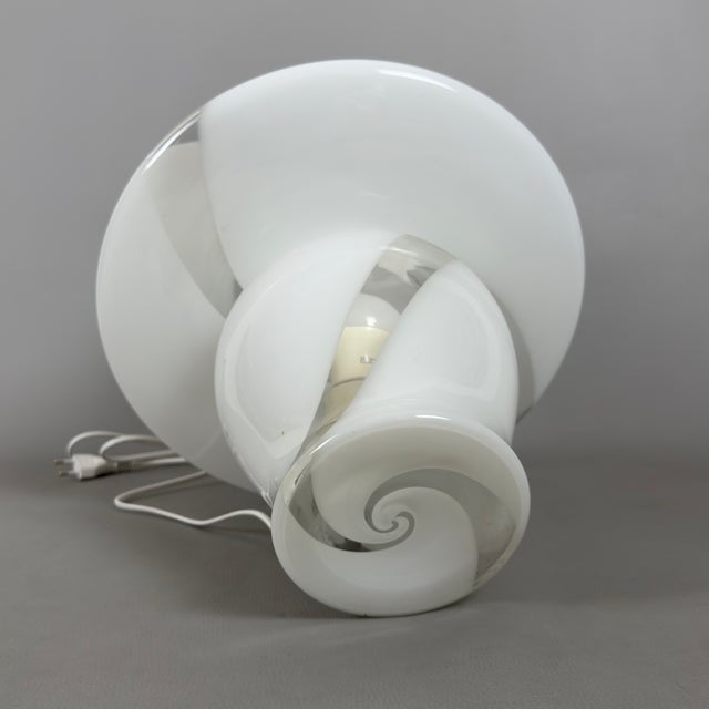 White Large Modern Mushroom Table Lamp in Murano Glass from De Majo, 1970s For Sale - Image 8 of 12
