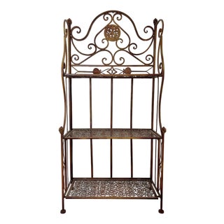 Vintage French Country Folding Baker's Rack For Sale