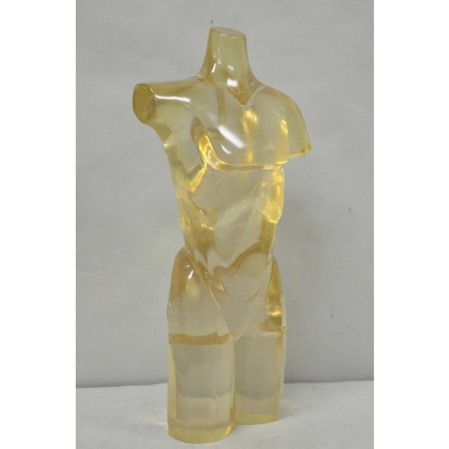 Plastic Vintage Mid Century Italian Modern Lucite Acrylic Nude Bust Modernist Sculpture For Sale - Image 7 of 18