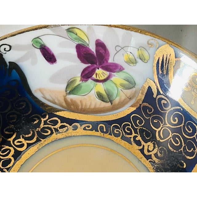 Antique Kuznetsov Cobalt Blue & Gold Tea Set- 14 Pieces For Sale - Image 9 of 11