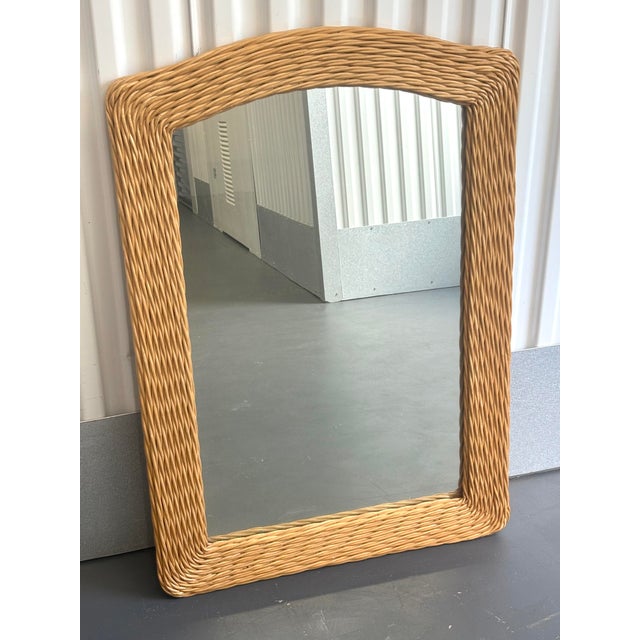 Boho Chic Vintage Boho Chic Pencil Reed Rattan and Glass Mirror For Sale - Image 3 of 7