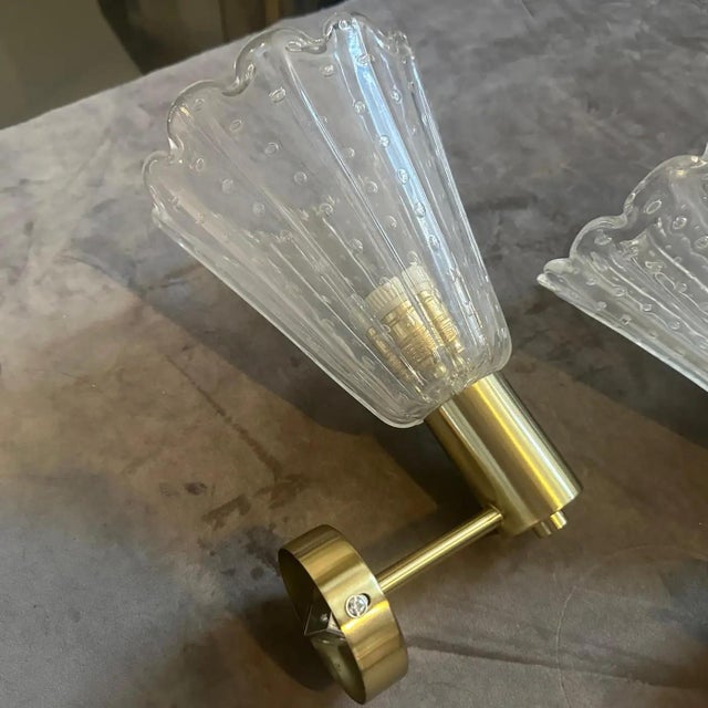 A Pair of 1990s Mid-Century Modern Attributed to Barovier Glass Wall Sconces For Sale - Image 10 of 11