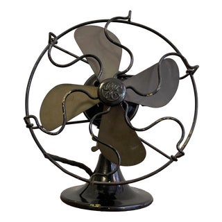 Table Fan with Brass Blades and Iron Frame from Compagnia Generale di Elettricità, 1930s For Sale