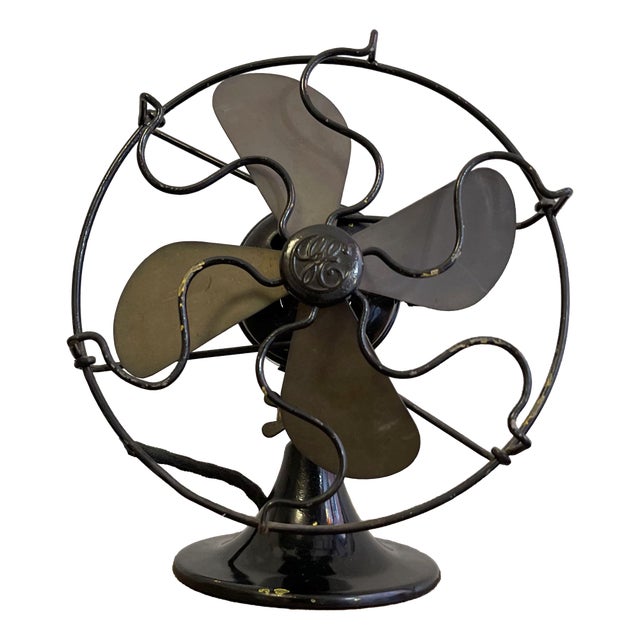 Table Fan with Brass Blades and Iron Frame from Compagnia Generale di Elettricità, 1930s For Sale